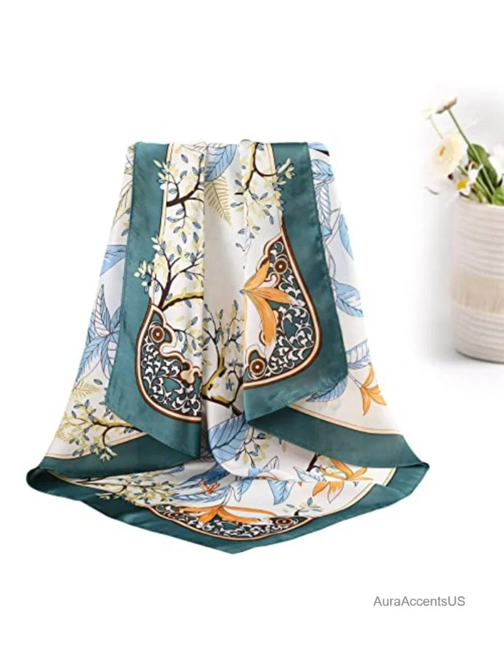 Silk Like Satin Square Head Scarf 4 Pack Hair Wraps Bandanas for Sleeping
